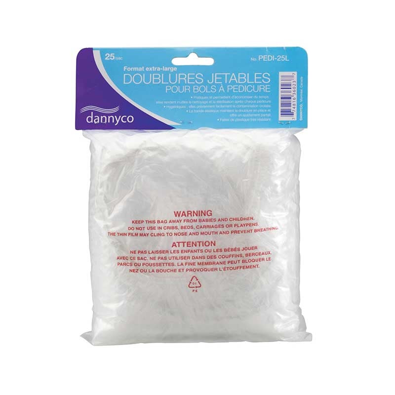 White Smoke Dannyco Plastic PediBowls Liners XL 25/pack