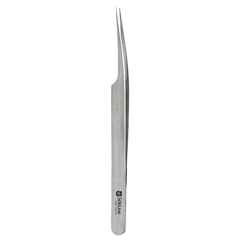 Gray Silkline Eyelash Extension Precision Tweezer Angled