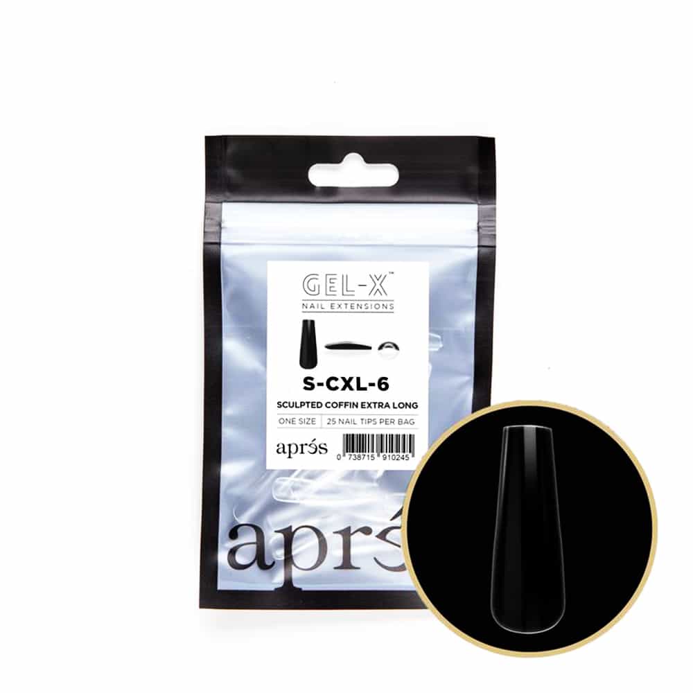 White Smoke Apres Gel-X Tips Sculpted Coffin Extra Long 25PK SCXL6/10306