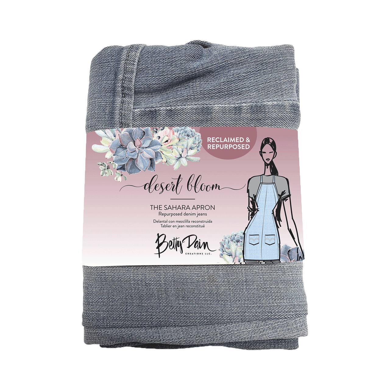 Colortrak Betty Dain Desert Bloom Re-Purposed Sahara Denim Apron