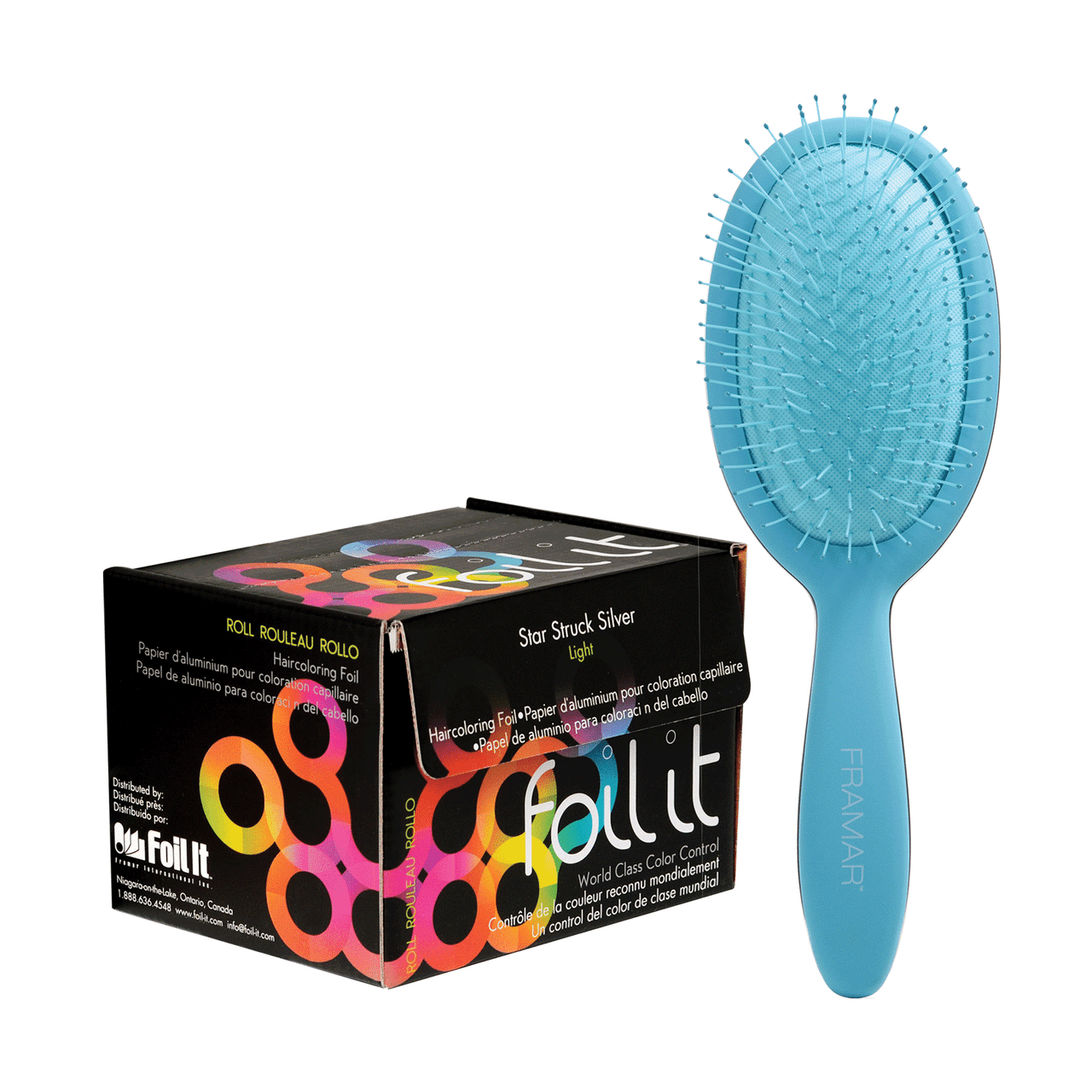 Framar Star Struck Silver Large Roll(Light) with Detangle Brush