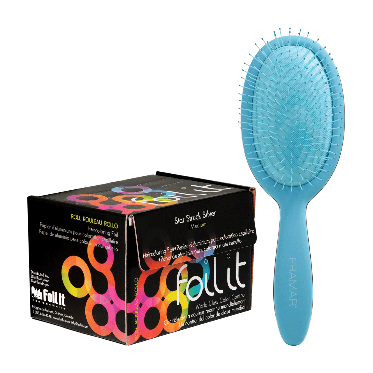 Framar Star Struck Silver Large Roll( Medium) with Detangle Brush