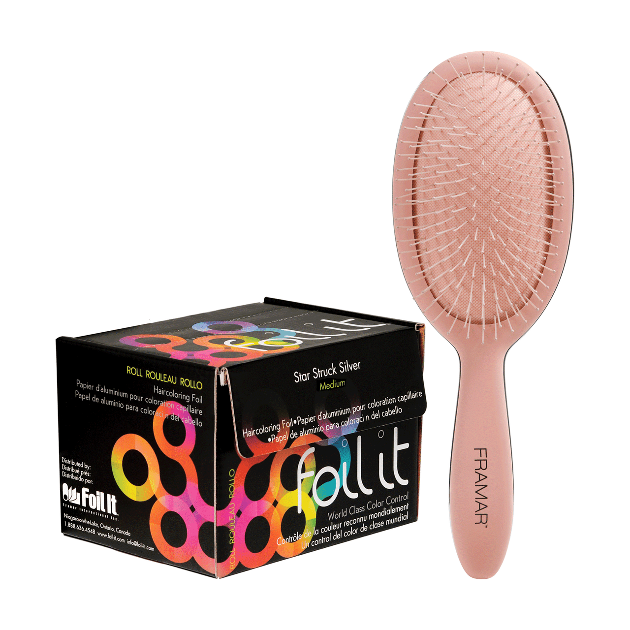 Framar Star Struck Silver Large Roll(Medium) with Detangle Brush