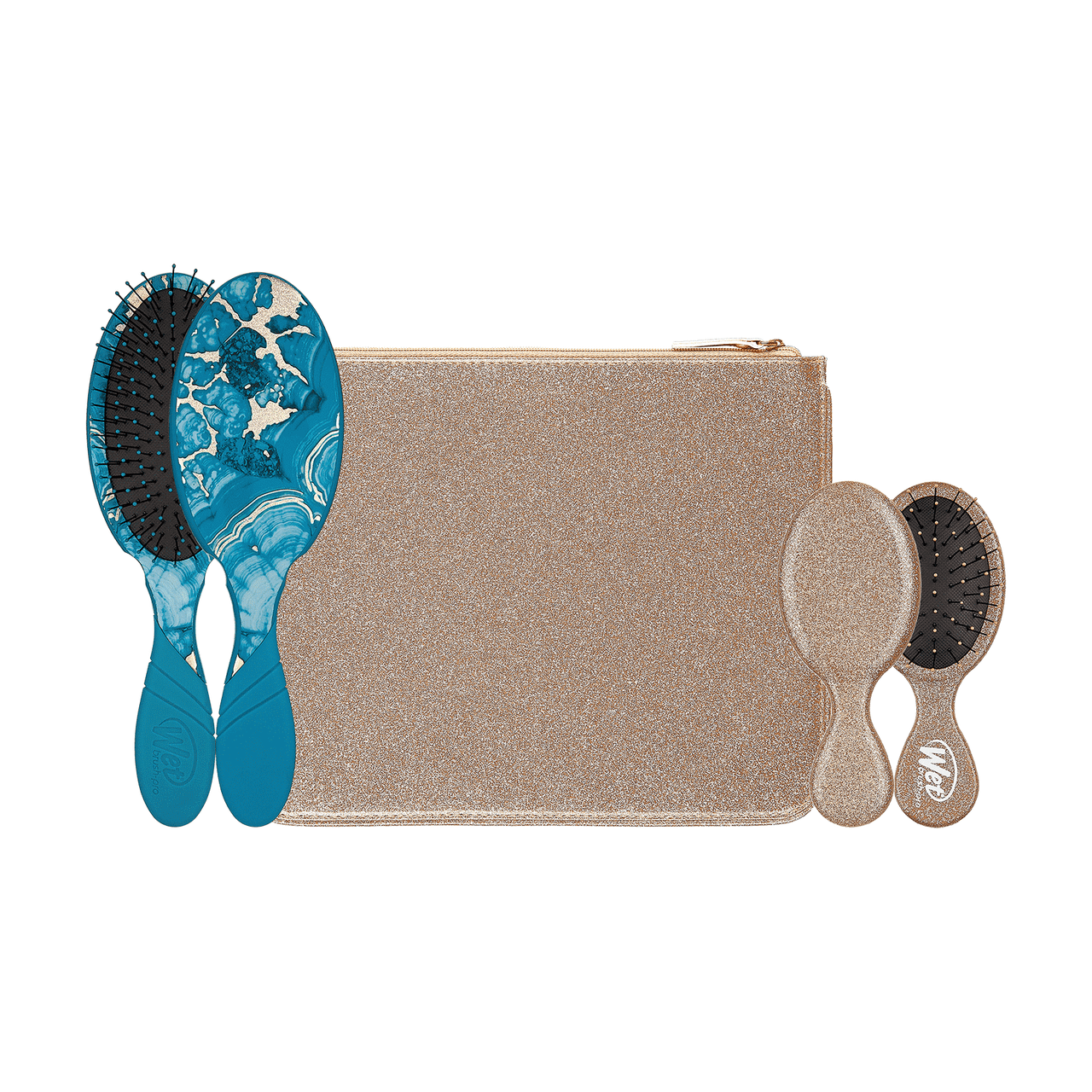 Wet Brush Glitter & Go Detangling Brush Set, Gold Pouch 1 Kit