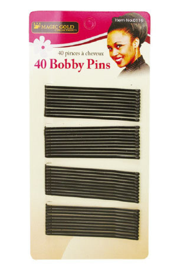 0119 Magic Gold 40 Bobby Pins (Black) -dz