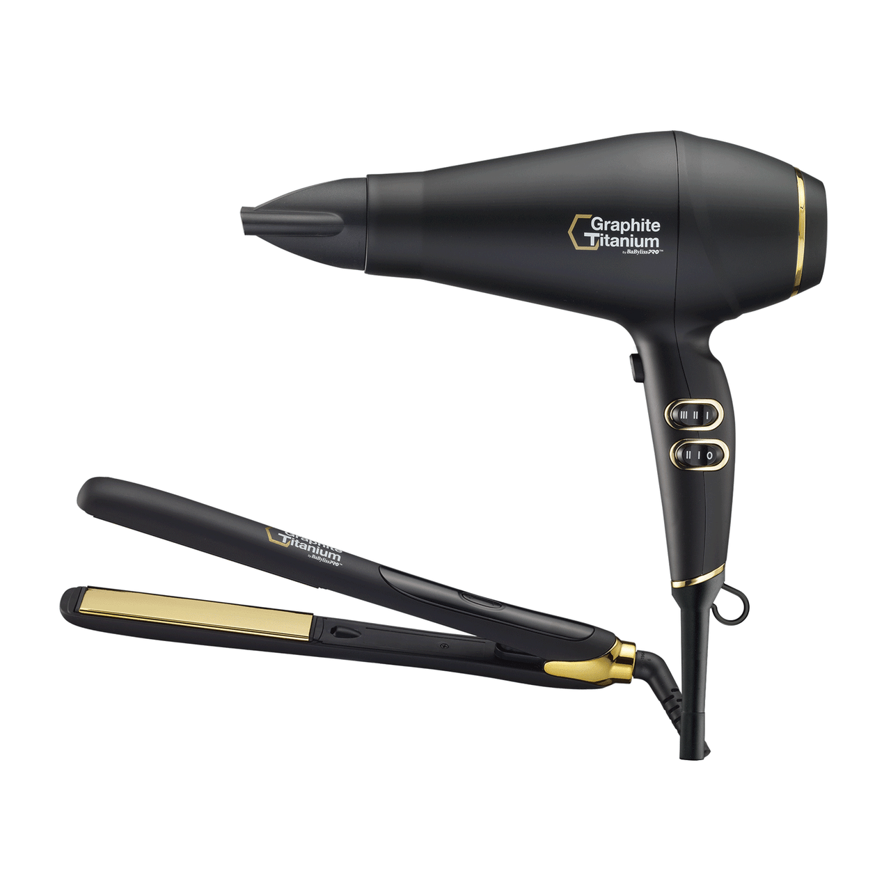 Dannyco Electrical BabylissPRO Graphite + Titanium Hair Dryer & Flat Iron 1"