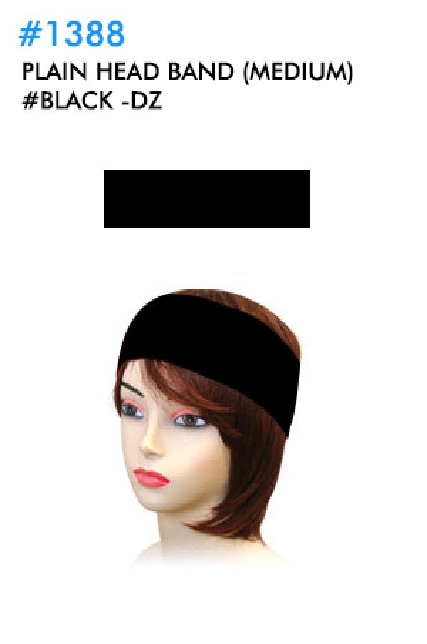 1388 Black Plain Head Band (Medium) -dz