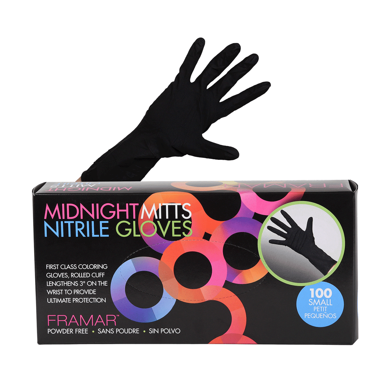 Framar Midnight Mitts Nitrile Gloves - Small 100 Count