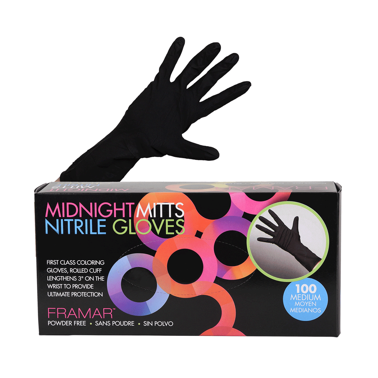 Framar Midnight Mitts Nitrile Gloves - Medium 100 Count