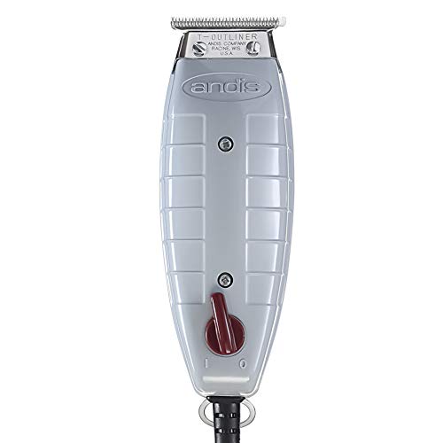 Andis Professional T-Outliner Tondeuse à barbe/cheveux avec lame en T, gris, modèle GTO (04710) fournie avec un plumeau KEPSE