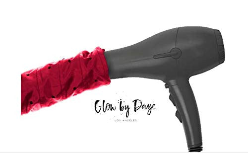 Bonnet Hood Hair Dryer Attachment- Soft, Adjustable Extra Large Hooded Bonnet for Hand Held Hair Dryer with Stretchable Grip and Extended Hose Length (Red)