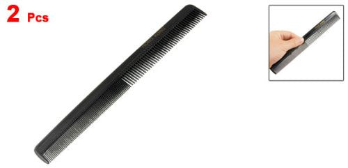 Uxcell noir en plastique Double tête étroite dents fines peigne à cheveux outil de beauté 2 pièces