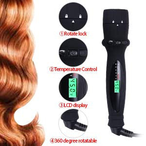 PARWIN 7 in 1 Professional Curling Iron Wand Set with Interchangeable Ceramic Barrels Hair Curler for All Hair with Heat Protective Glove and Hair Clips, Heat Up Fast, Dual Voltage