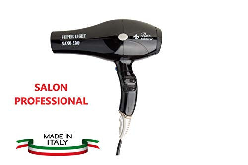 5500 Black Super Light Salon Professional Hair Dryer | 2000 Watt Lightweight Italian Powerful Blow Dryer | 1LB | Quiet Brushless Motor, Multiple Settings w/Cool Finishing Blast & Dual Nozzles