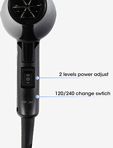 Real 1000W HTG Travel Hair Dryer Dual Voltage Kids Hair Dryers Mini Blow Dryer with Folding Handle; Dual Voltage (Black)