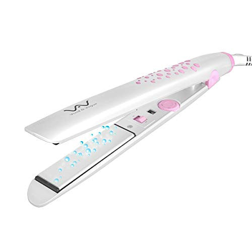 直发器 电气石陶瓷 2 合 1 平板夹 自动关闭 3 档温度控制 1 英寸珍珠白 加 2 个沙龙夹