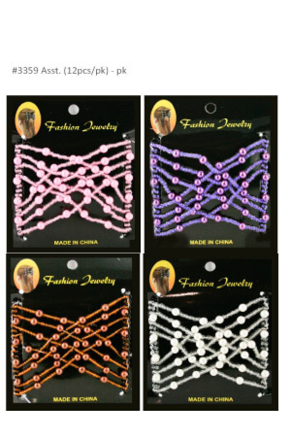 Swinky Hair Comb (12pcs/pk) 3359 -pk (Pin3,Br3,Wht3,Pur3)