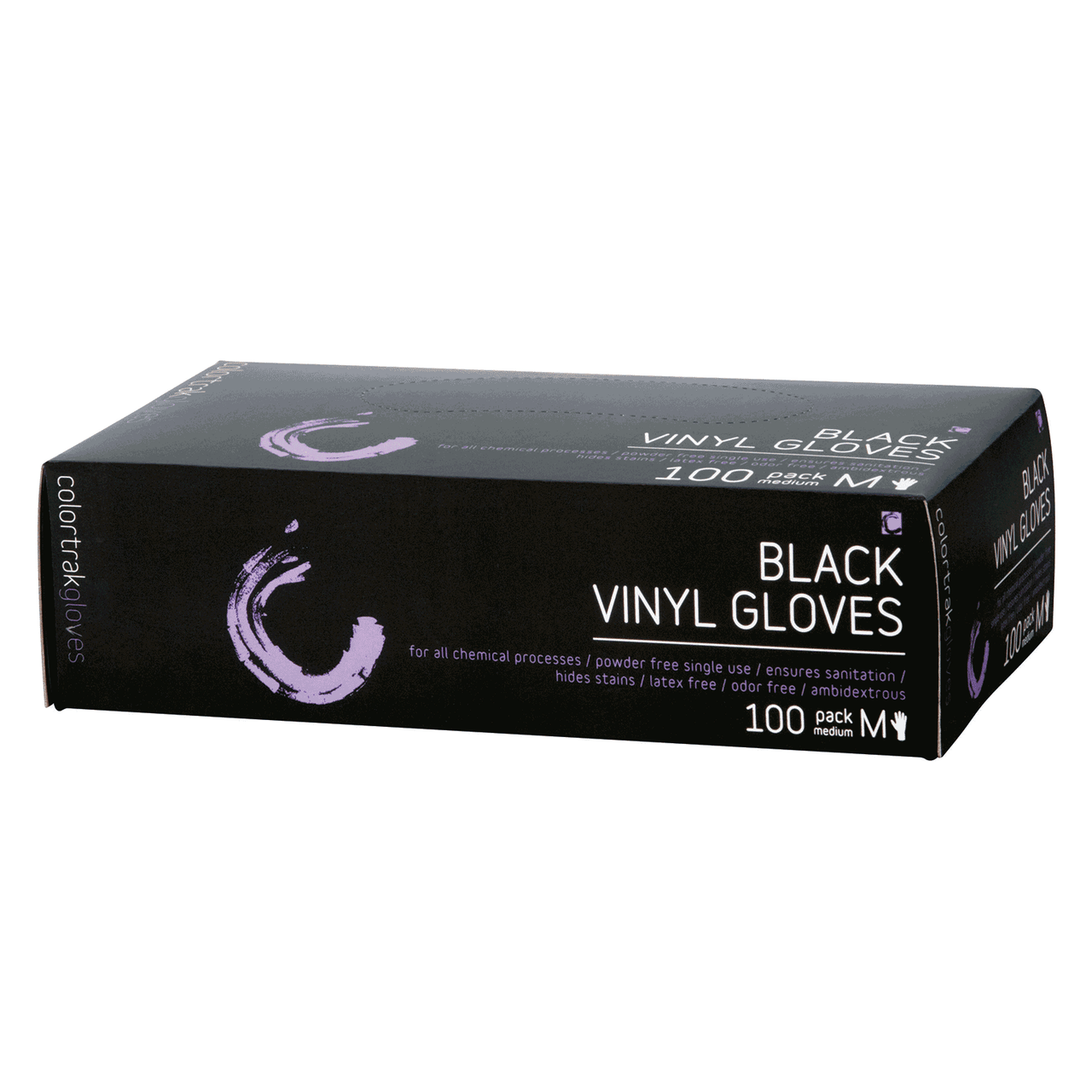 Colortrak Betty Dain Disposable Black Vinyl Gloves, Medium Medium