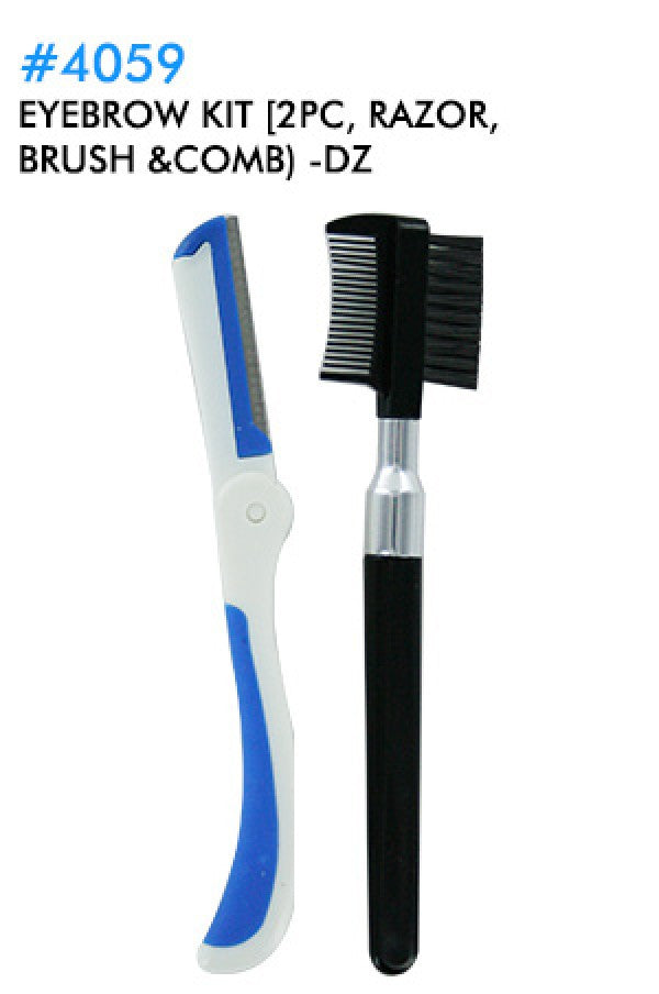 4059 Eyebrow Kit (2pc, Razor, Brush & Comb) -dz