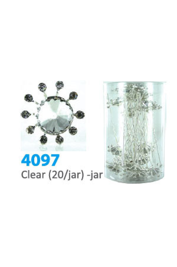 4097 Clear Stone Hair Pin (20/Jar)