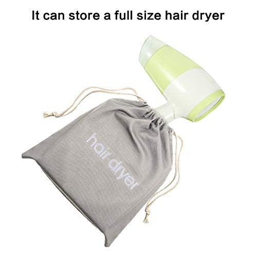 Hair Dryer Bags Drawstring Bag Container Hairdryer Bag, 11.8 by 13.8 Inch (Cotton, Light Gray)