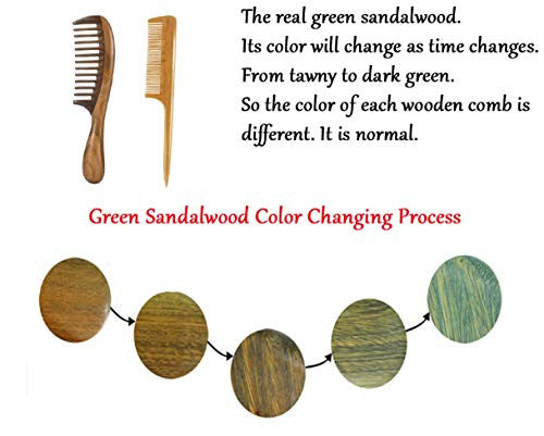 Louise Maelys 2 pièces peigne à cheveux en bois à dents larges peigne à queue en bois de santal pour coiffure épaisse bouclée