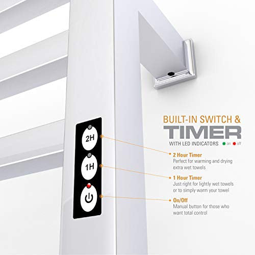 Brandon Basics Wall Mounted Electric Towel Warmer with Built-in Timer and Hardwired and Plug in Options, Stainless Steel - Polished