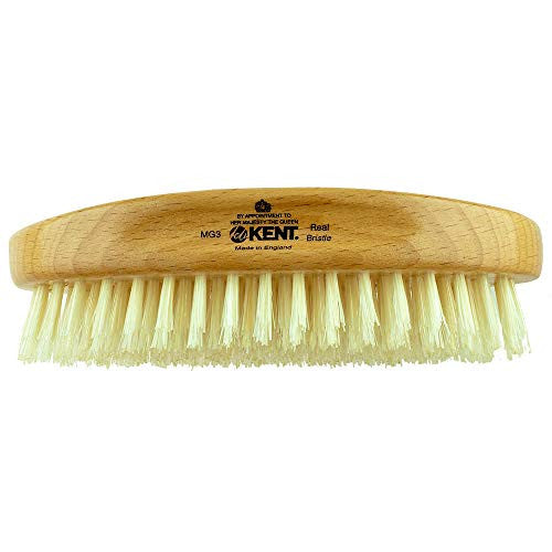 Brosse à cheveux et à barbe Kent MG3 pour hommes, idéale pour le soin de la peau et le nettoyage des brosses LPC2. Brosse en poils de sanglier blancs 100 % naturels, ondulations à 360° et lisseur de barbe. 1601029433