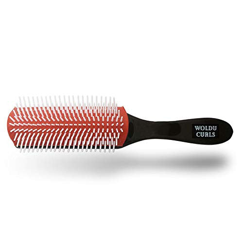 SpeedSavings Brosse à coussin en nylon à 9 rangées version 2 pour cheveux bouclés avec contrôle des bords et peigne démêlant (brosse à coussin + contrôleur de bord)