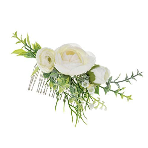 Vividsun Bridal Flower Comb Greenery Hair Comb Wedding Floral Headpiece (Camellia)