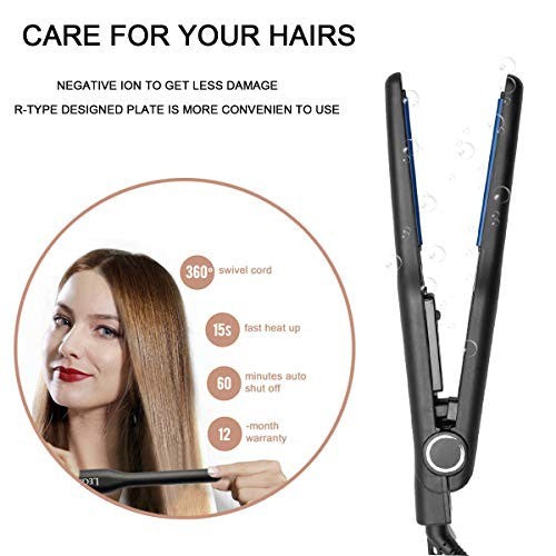 Hair Straightener 4/10 Inch, Professional Flat Iron with Ceramic Heaters, Instant Heat Up, Negative Ions, Adjustable Temperature, Suitable for Straight Curly All Hair Types Home and Travel Use