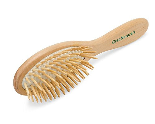 GranNaturals Detangling Wooden Bristle Oval Hair Brush | Length: 8.75" Width: 2.75"