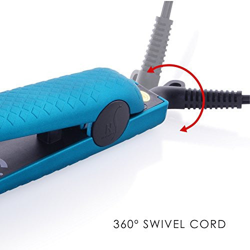 Herstyler Fusion Ceramic Flat Iron - 1.25 Inch Anti Static Ceramic Hair Straightener For Travel - Dual Voltage Hair Straightener with Adjustable Temperature & Negative Ions (Blue)