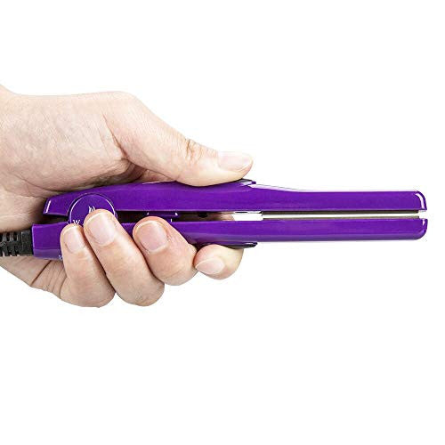 2nd Generation Professional Dual Voltage Travel Size 0.5 inch Mini Flat Iron Tourmaline Ceramic Hair Straightener Purple