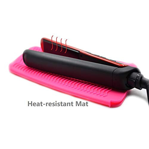 ZAXOP Lot de 2 pochettes en silicone résistantes à la chaleur pour fer plat, fer à friser, fer à lisser, baguettes à friser, outils pour cheveux chauds (rose vif et rose vif)