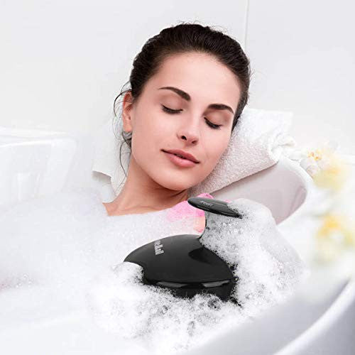 Brosse à shampoing pour masseur de cuir chevelu, brosse de soin du cuir chevelu avec tête de massage en silicone souple pour la croissance des cheveux, le traitement des pellicules et la libération du stress (brosse de massage du cuir chevelu noire)