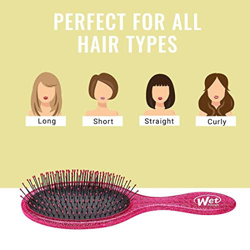 Wet Brush Hair Brush Rock N Roll Original Detangler Heat Resistant Bristles, Pink Glitter