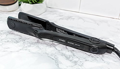 CROC The New Classic 1.5 inch Black Infrared Flat Iron Hair Straightener – Ceramic Titanium Floating Plates with Comfort Handle Dual Voltage Heat Up To 450℉