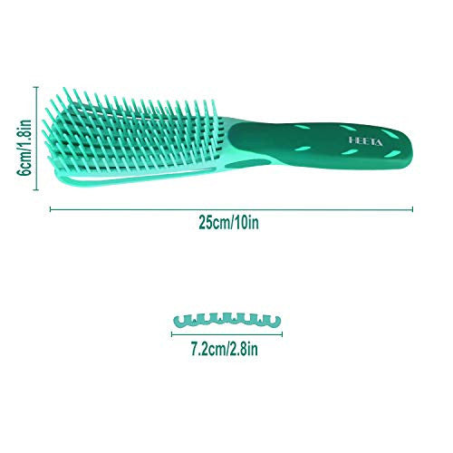 Heeta 顺发梳,干湿发顺发梳,适用于非裔美国人 3A 至 4C 波浪卷发的顺发梳,男女适用(绿色)