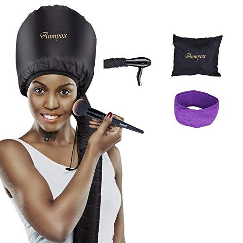 Bonnet Hood Hair Dryer Attachment, Anmyox Hooded Hair Dryer Home Hair Drying Cap for Styling,Curling and Hair Deep Conditioning,Adjustable Large Soft Bonnet for Hand-held Blowing Hair Dryers.