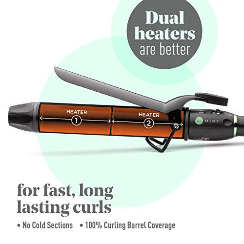 Professional Series Curling Iron 1 inch by MINT | Extra-Long 2-Heater Ceramic Barrel That Stays Hot. Hair Curler/Curl Former for Small to Medium Curls. Travel-Ready Dual Voltage.