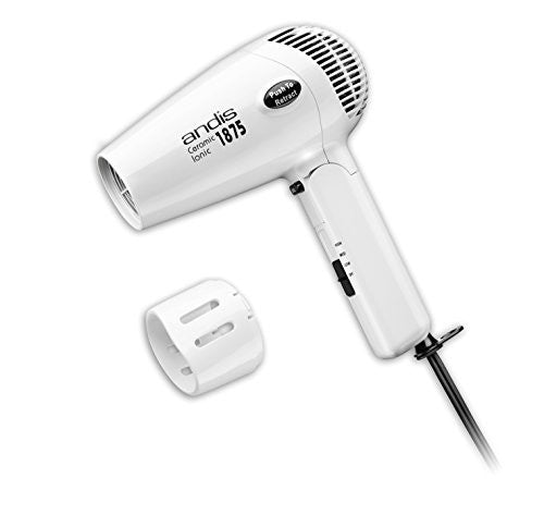 Andis 80075 1875-Watt Fold-N-Go Ionic Hair Dryer, Pearl White