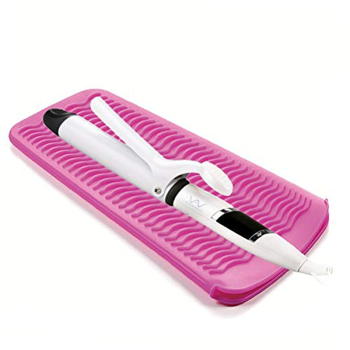 Heat Resistant Silicone Mat Pouch for Curling Iron Hair Straightener Flat Iron Hair Dryer Brush and Hair Styling Tool 11.5" x 5.5", Pink