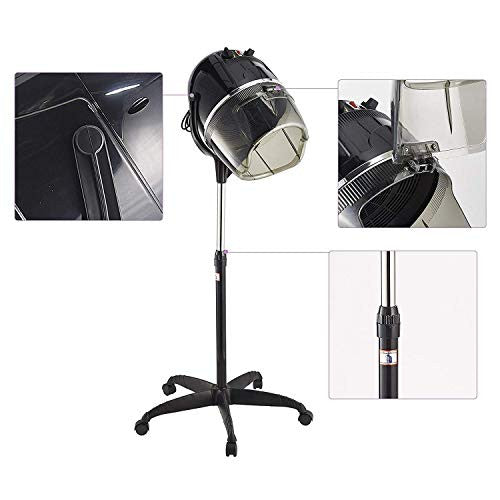 Sèche-cheveux professionnel réglable à capuche 110 V avec base roulante à roulettes pivotantes pour salon de beauté ou usage domestique