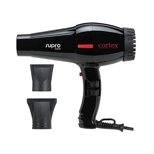 Cortex Professional Supro 5000 Ionic 1875 Watt Salon Model Hair Dryer with 4 Piece Professional Cortex Brush Salon Bundle