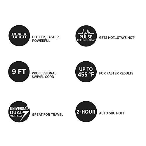 HOT TOOLS Fer à friser professionnel en or noir + baguette, 3/4 pouces