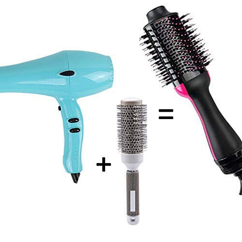 Hot Air Brush 4 In 1 Electric Negative Ion Straight Curler One-Step Hair Dryer and Abundance Brush Anti-Scalding, Easy To Shape, For Dry Hair, Straight Hair, Curly Hair Multi-Function Hair Comb with 2