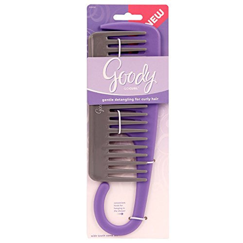 Goody GOCURL Gentle Detangling for Curly Hair Wide Tooth Comb Set with Hook for Shower (2 PACK!!)