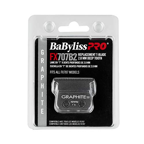 BaBylissPRO Barberology Lame de rechange en graphite à dents profondes pour tondeuse à cheveux (FX707B2), noir