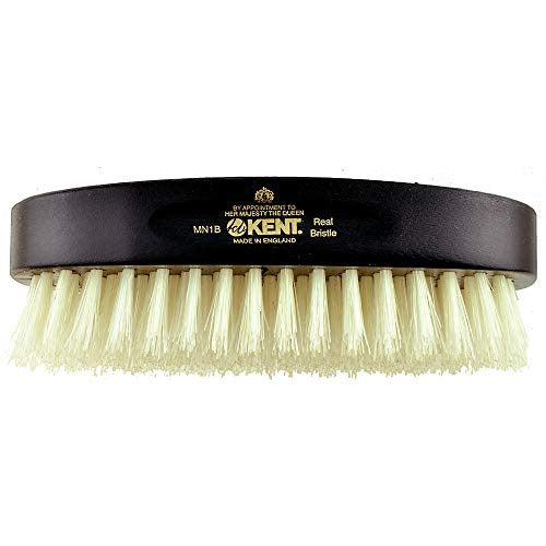 Kent MN1B Finest Men's Military Style Rectangular Ebonywood Hair Brush with 100% Natural White Boar Bristle - Ideal for Fine or Thinning Hair, Sensitive Scalp Brush, 360 Wave, and Beard Straightener